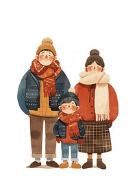 Smile dad mom son standing with winter clothes illustration clothing outdoors.