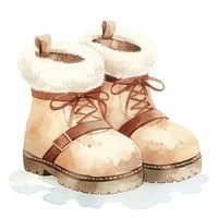 Snow boot boots illustration watercolor.