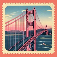 Golden gate bridge landmark postage golden.