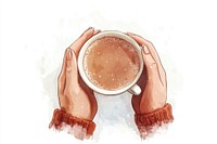 Holding hot chocolate cup illustration beverage coffee.