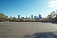 City skyline architecture urban park.