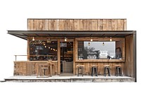 Coffee shop outdoors wood rustic.