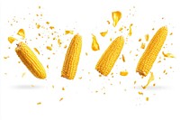 Falling four corn background isolated yellow.