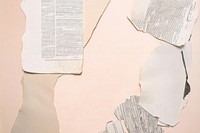 Pale newspaper collage background documents abstract.