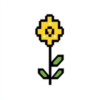 Six pixel yellow flower icon sunflower pixelated blossom.