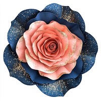 Rose flower shape collage glitter details gold.