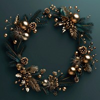 A gold Christmas wreath christmas green pine.