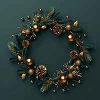 A gold Christmas wreath christmas illustration background.