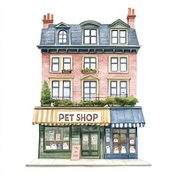 American retail townhouse shop illustration urban.