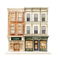 American retail townhouse architecture illustration building.