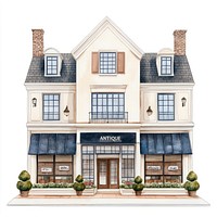 American retail townhouse illustration building shop.