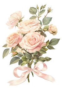 Pastel coquette Roses roses art illustration.