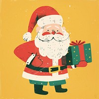 Cute santa claus holding a gift box art illustration christmas.