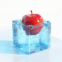 Red apple splash fruit water.