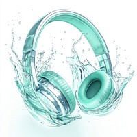 Silver headphone headphones splash water.