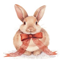 Cute brown rabbit illustration watercolor animal.