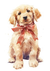 Cute cream to dark golden Golden Retriever dog illustration watercolor retriever.