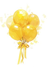 Yellow coquette balloons illustration watercolor art.