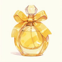 Yellow coquette perfume bottle illustration ribbon yellow ribbon.