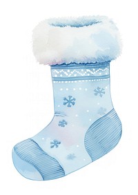 A baby blue Wool Socks illustration watercolor christmas.