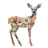 Flower Collage deer pattern flowers art.