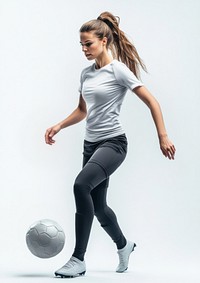 Female soccer player sports ball sportswear.