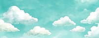 Watercolor mint green background clouds sky illustration.