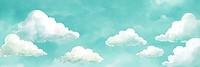 Watercolor mint green background clouds nature sky.