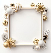 Frame with gold and white Christmas photography decorations background.