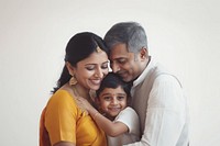 Indian family hugging happy portrait people.