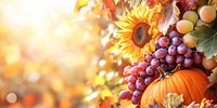 Thanksgiving background sunflower produce harvest.