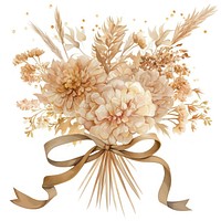 Brown coquette flowers art illustration ribbon.