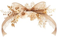 Brown coquette frame illustration ribbon accessories.