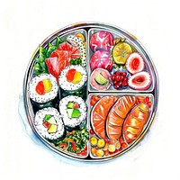 An isolated Japan Bento food illustration platter.