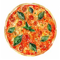 Food illustration watercolor pizza.