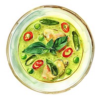 Curry food illustration watercolor.