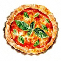 An isolated Italian food illustration watercolor pizza.