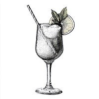 Cocktail retro photocopy stipple effect beverage glass drink.