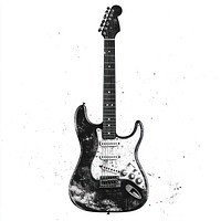 Guitar retro photocopy stipple effect white illustration instrument.