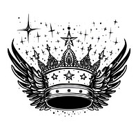 Celestial illustration of Crown with Celestial Wings crown symbol wings.