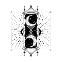 Celestial illustration of Hourglass with Moon Phases hourglass cosmic phases.