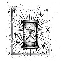 Celestial illustration of Hourglass with Shooting Stars hourglass cosmic stars.