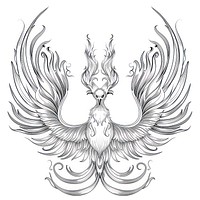 Celestial illustration of Phoenix with Flames drawing phoenix white.