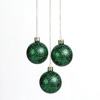 A four cute christmas pattern glitter green baubles hanging down ornaments accessories decorations.