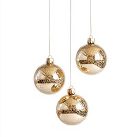 A four fantasy glitter golden baubles hanging down christmas accessories decorations.