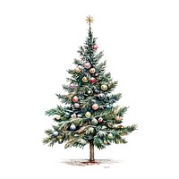 A decorated christmas tree illustration festive celebration.