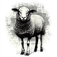 Sheep retro photocopy stipple effect background animal white.