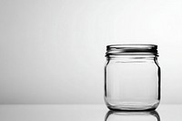 Empty glass jar transparent reflective minimalist.