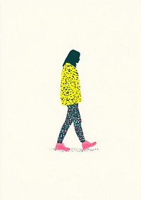 A woman walking illustration person pink.