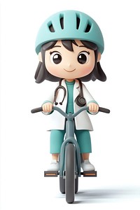 Female Doctor helmet bike character.